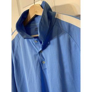 NIKE GOLF Men’s Sz‎ XL Blue Striped Polo Shirt Fit Dry Breathable
